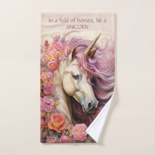 Custom Name Beautiful Unicorn Hand Towel