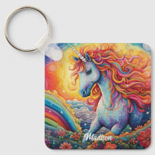 Custom Name Beautiful Unicorn Keychain