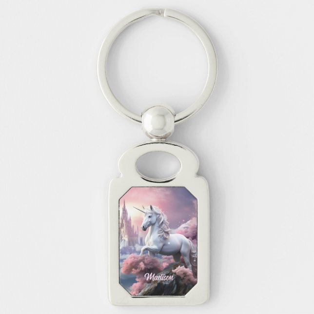 Custom Name Beautiful Unicorn Keychain (Front)
