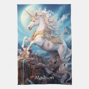 Custom Name Beautiful Unicorn Kitchen Towel