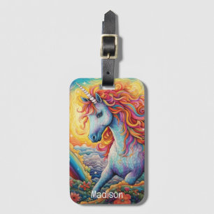 Custom Name Beautiful Unicorn Luggage Tag