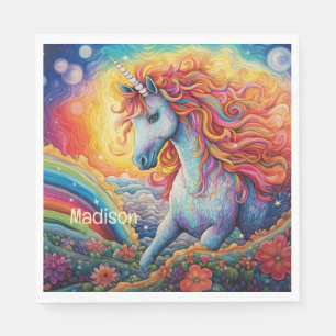 Custom Name Beautiful Unicorn Napkin