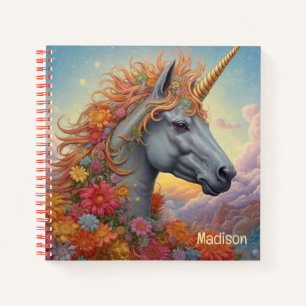 Custom Name Beautiful Unicorn Notebook