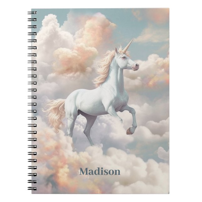 Custom Name Beautiful Unicorn Notebook (Front)