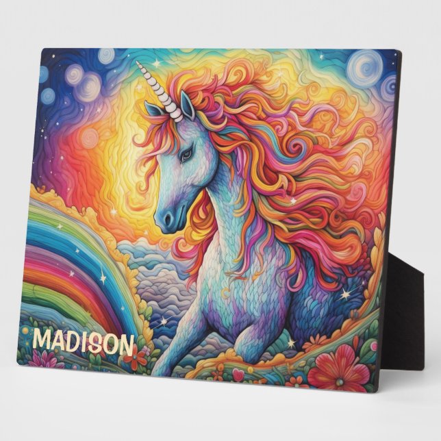 Custom Name Beautiful Unicorn Plaque (Side)