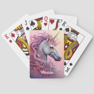 Custom Name Beautiful Unicorn Playing Cards
