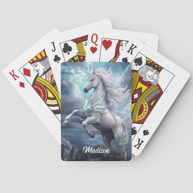 Custom Name Beautiful Unicorn Playing Cards (Back)