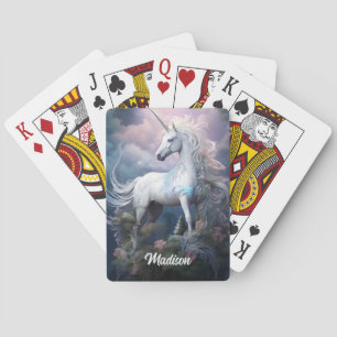Custom Name Beautiful Unicorn Playing Cards