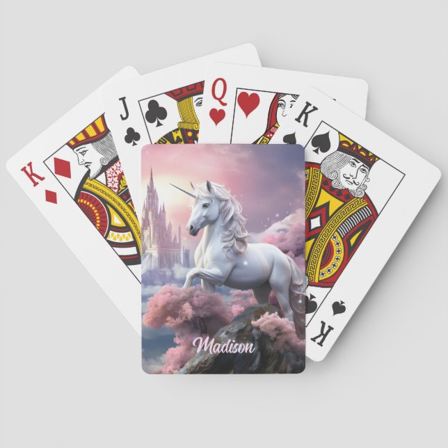 Custom Name Beautiful Unicorn Playing Cards (Back)