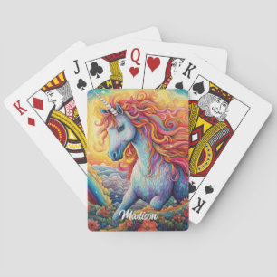 Custom Name Beautiful Unicorn Playing Cards