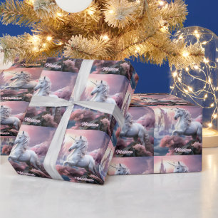 Custom Name Beautiful Unicorn Wrapping Paper