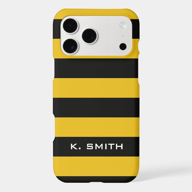 Custom Name | Bee Black and Yellow Stripes Pattern (Back)