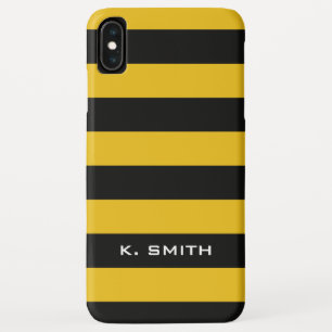 Custom Name   Bee Black and Yellow Stripes Pattern iPhone XS Max Case