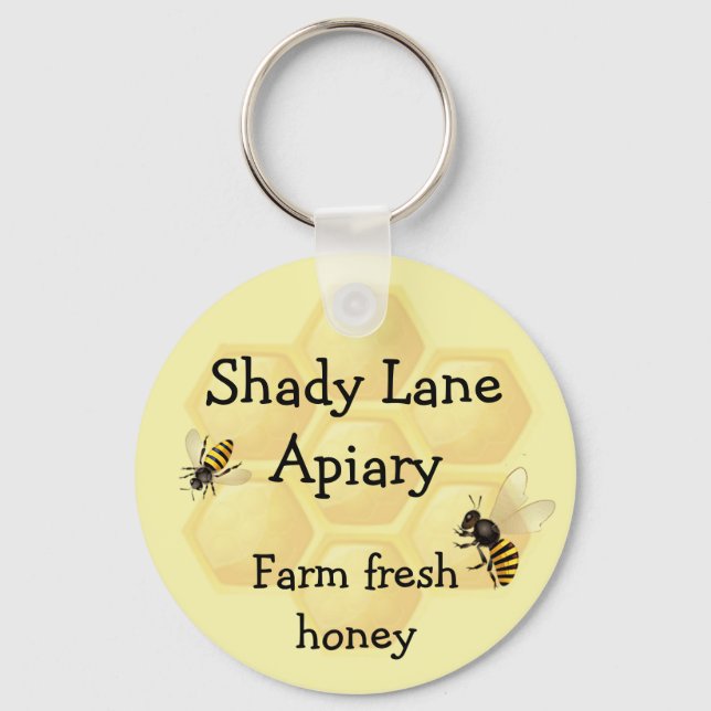 Custom Name Bee Honey Fun Classic Keychain (Front)