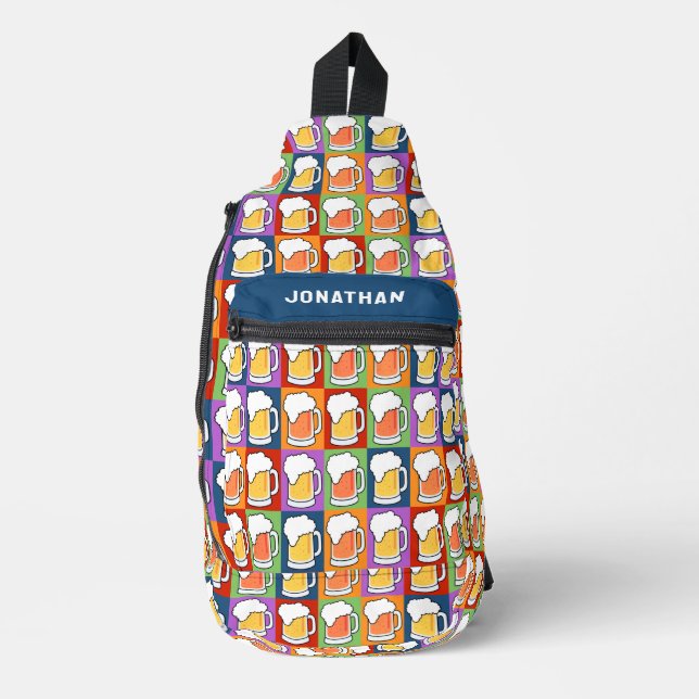 Custom name BEER Pop-Art Sling Bag (Front)