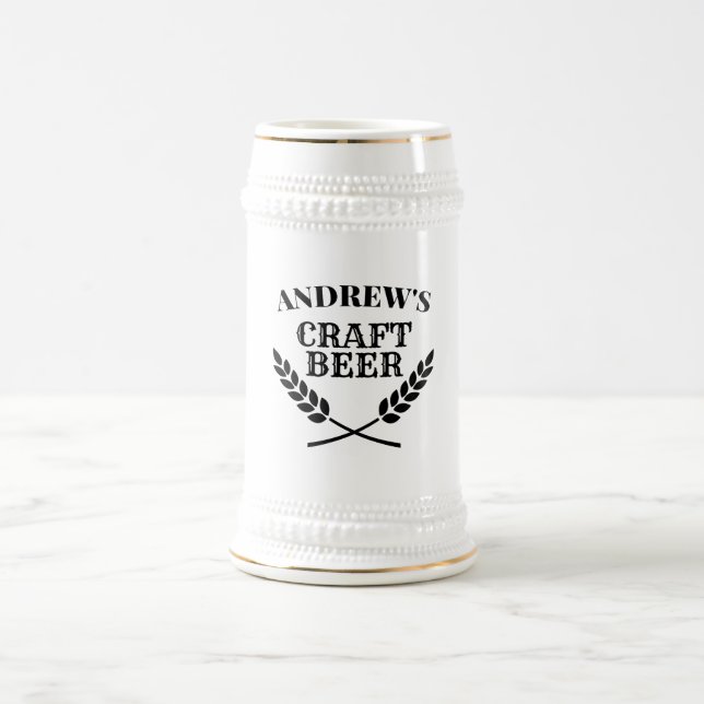 Custom name beer stein mug for home brewer (Center)