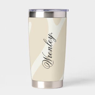 Custom Name Beige Cream Organic Pattern Insulated Tumbler