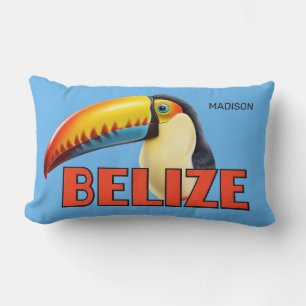 Custom Name BELIZE Toucan Lumbar Pillow