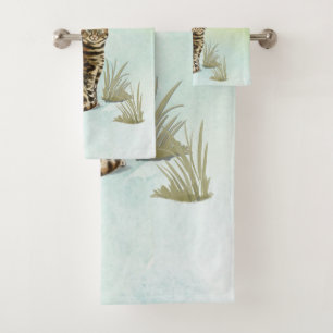 Custom Name Bengal Cat Pet Bath Towel Set