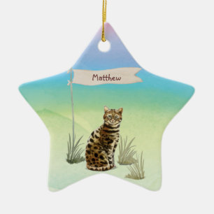 Custom Name Bengal Cat Pet Ceramic Ornament