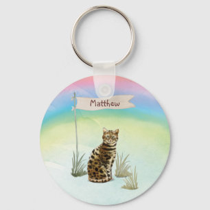 Custom Name Bengal Cat Pet Keychain