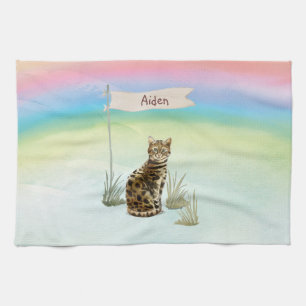 Custom Name Bengal Cat Pet Kitchen Towel