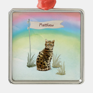 Custom Name Bengal Cat Pet Metal Ornament