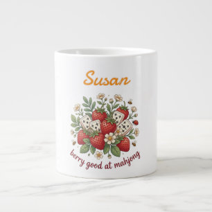 Custom Name Berry Good at Mahjong Retro  Large Coffee Mug