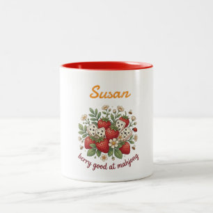 Custom Name Berry Good at Mahjong Retro Two-Tone Coffee Mug