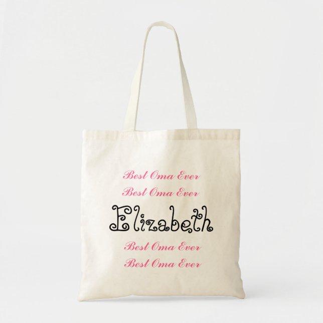 Custom Name Best Aunt Ever Pink Black Script Tote Bag (Front)