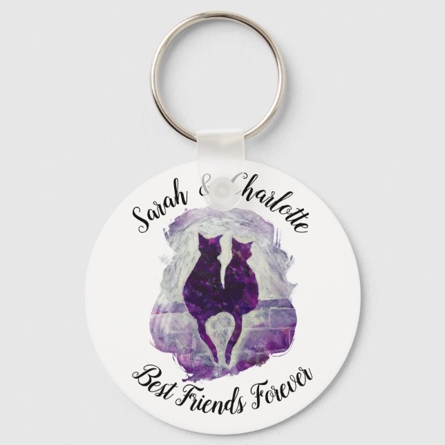 Custom Name Best Friends Forever Cats Key Chain (Front)