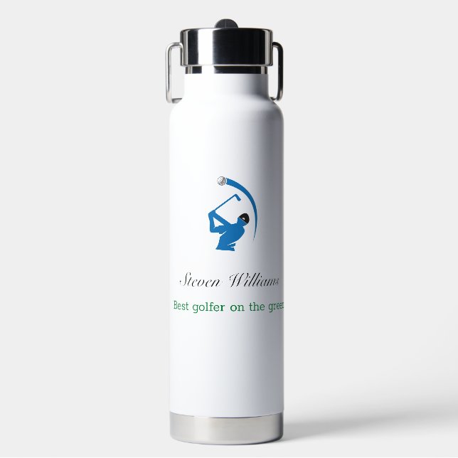 Custom Name Best Golfer Water Bottle (Front)