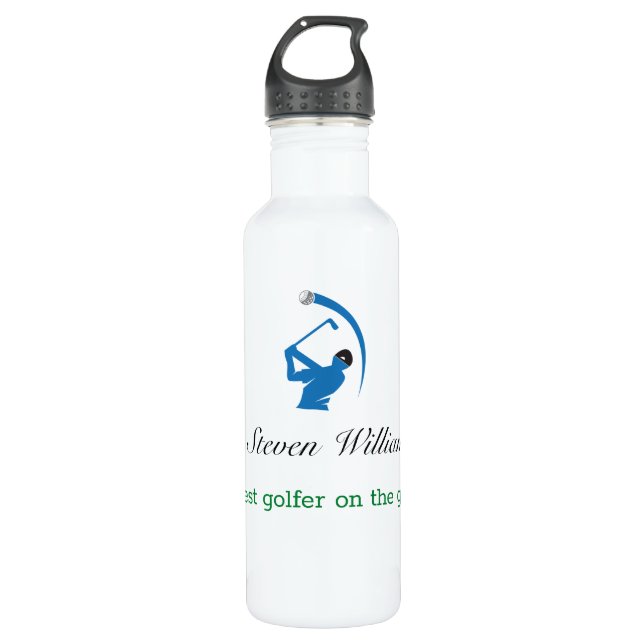 Custom Name Best Golfer Water Bottle (Front)