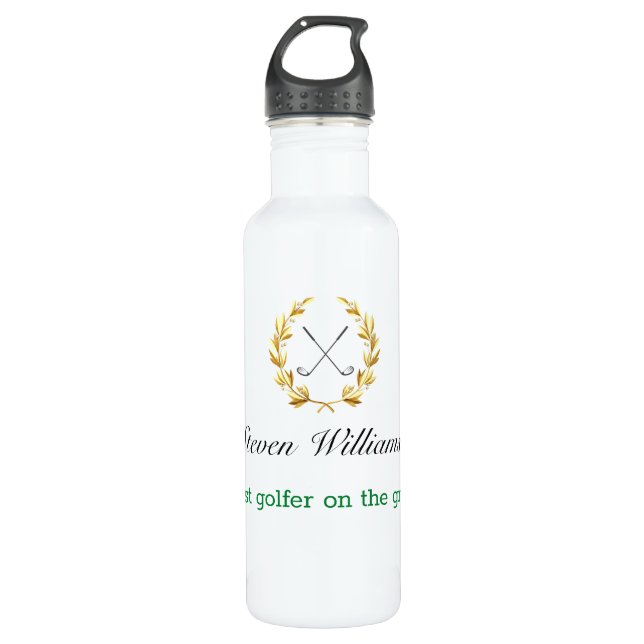 Custom Name Best Golfer Water Bottle (Front)