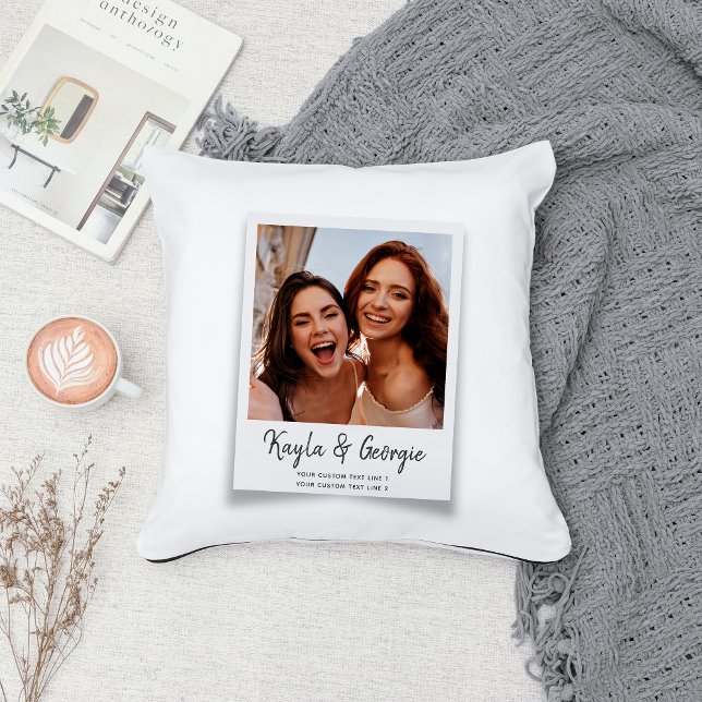 Custom Name Bestie Photo Friends Sisters BFF Fun Throw Pillow (Make friendship sparkle! This pillow is guaranteed to turn heads and steal the show on any couch.)