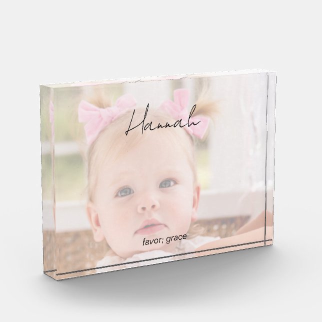 Custom Name Biblical Meaning II Child Photo Block (Left)
