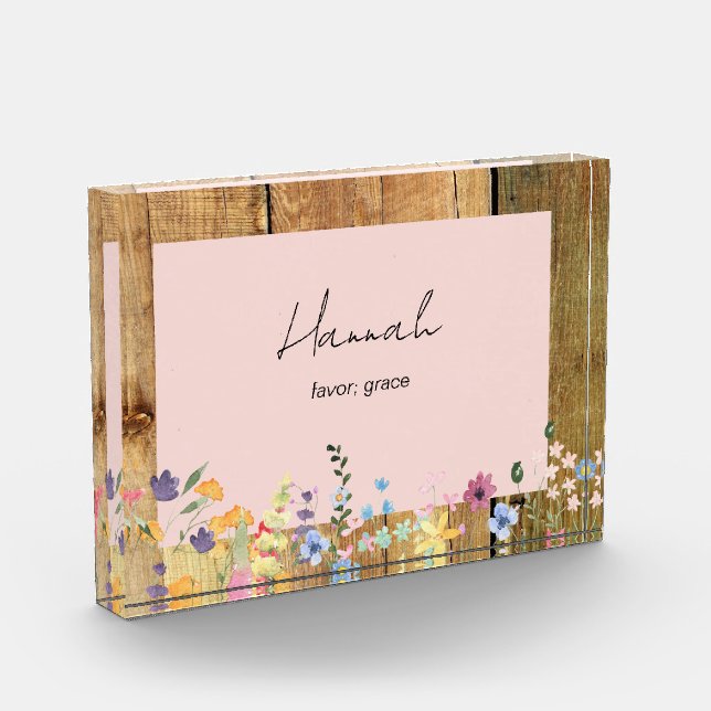 Custom Name Biblical Meaning Wildflowers II Photo Block (Left)
