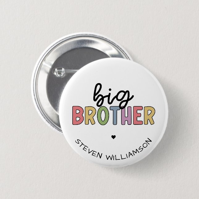 Custom Name Big Brother Cute Personalized 2 Inch Round Button (Front & Back)