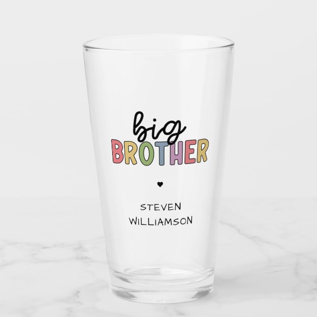Custom Name Big Brother Cute Personalized  Glass (Front)