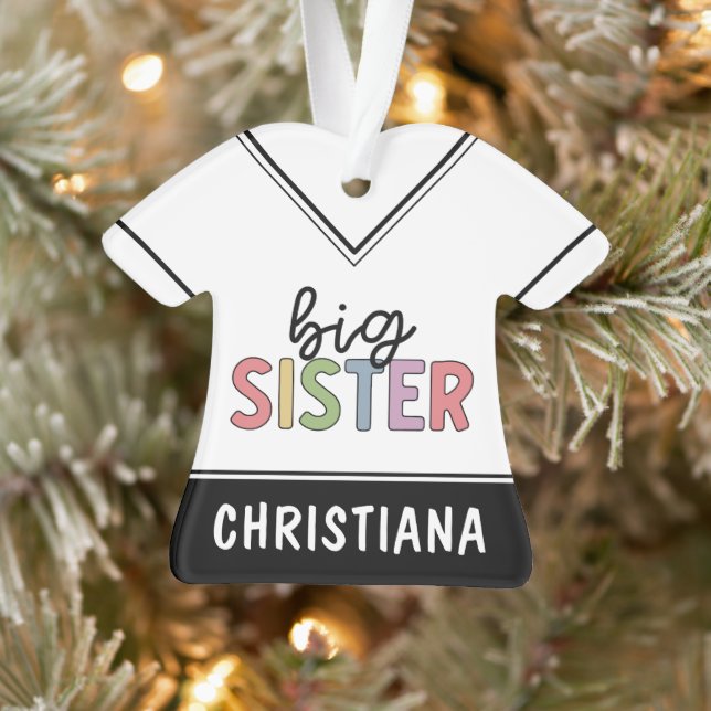 Custom Name Big Sister Cute Personalized Ornament (Tree)