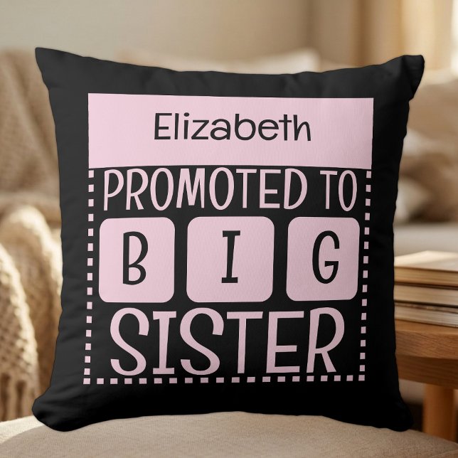 Custom name big sister pink throw pillow (Creator Uploaded)