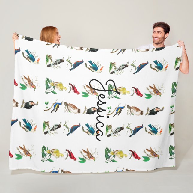 Custom Name Birds  Fleece Blanket (In Situ)