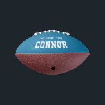 Custom Name Birthday Boy Message Blue Personalized Football<br><div class="desc">Great gift for a sports fan: This kid sized mini football customized with your name and message in a cool retro blue. Awesome birthday or back to school gift.</div>