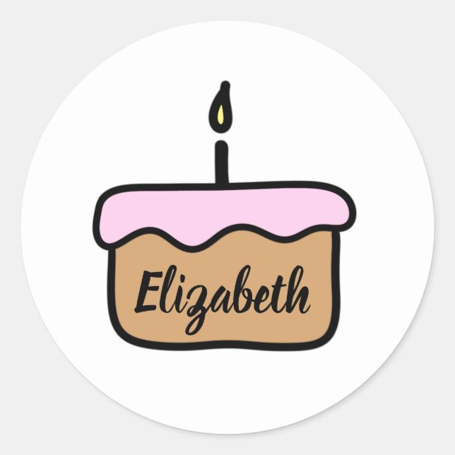 Custom name birthday cake stickers | pink (Front)