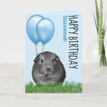 Custom Name Birthday Guinea Pig Blue Balloons