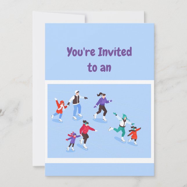 Custom Name Birthday Ice Skating Birthday  Invitation (Front)