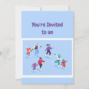 Custom Name Birthday Ice Skating Birthday  Invitation