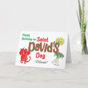 Custom Name Birthday on St David's Day Card