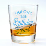 Custom Name Birthday Squad Party Shot Glass<br><div class="desc">Cheers to the Birthday Squad! Our shot glass,  customized with the birthday girl's name,  is the perfect party accessory. Let the celebration begin! 🥳🎉 #BirthdaySquad #CustomShotGlass</div>