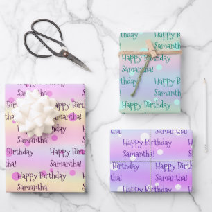 Custom Name Birthday Wrapping Paper (3 Sheets)
